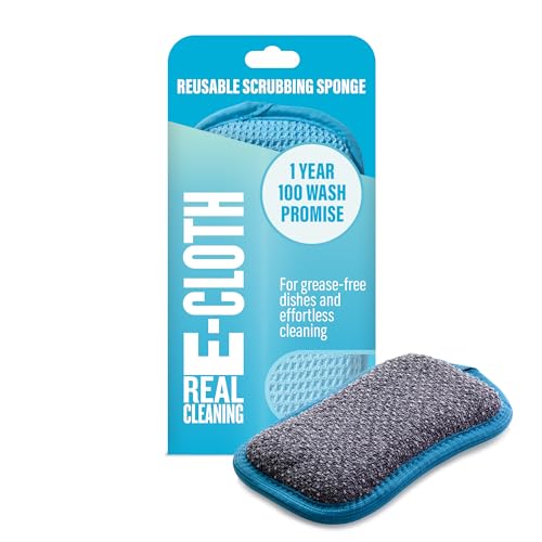 E-Cloth Washing Up Pad, Premium Microfiber Non-Scratch Kitchen Dish Scrubber Sponge, Ideal for Dish, Sink and Countertop Cleaning, 100 Wash Guarantee, Blue, 1 Pack - color: Blue, size: 1 Pack