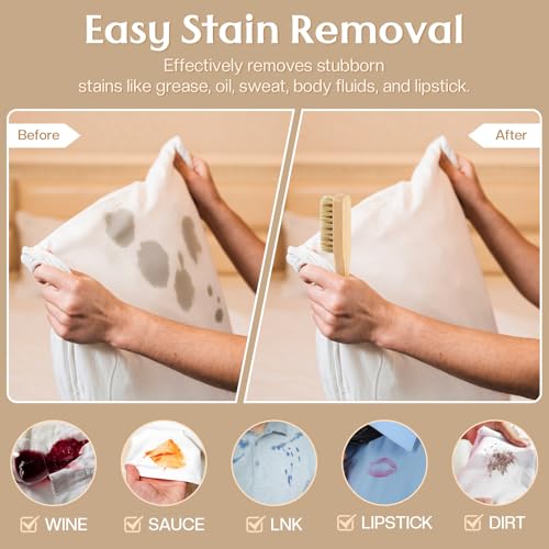 3 Pcs Wood Laundry Stain Brush Stain Remover Brushes with Boar Bristle Small Stain Brush for Clothes for Scrubbing Stains from Furniture Fabric Leather(3 Pcs D) - style: 3 Pcs D