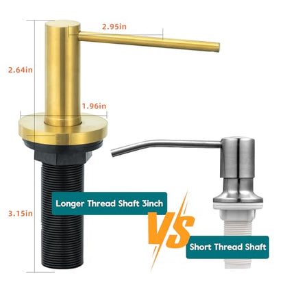 Gappo Soap Dispenser for Kitchen Sink Champagne Gold, Stainless Steel Countertop Pump, Built in Sink Soap Dispenser with 47" Extension Tube kit - color: Champagne Gold