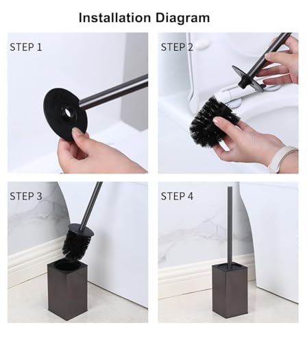 Toilet Brush and Holder Set Freestanding KWQKEM Modern Toilet Bowl Cleaners Brush and Holder with Lid 304 Stainless Steel (Brushed Gold) - color: Gold, size: Freestanding