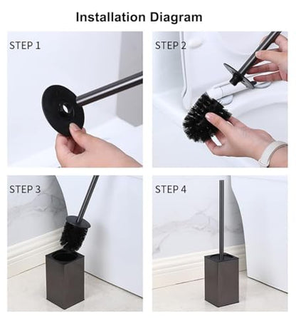 Toilet Brush and Holder Set Freestanding KWQKEM Modern Toilet Bowl Cleaners Brush and Holder with Lid 304 Stainless Steel (Brushed Gold) - color: Gold, size: Freestanding