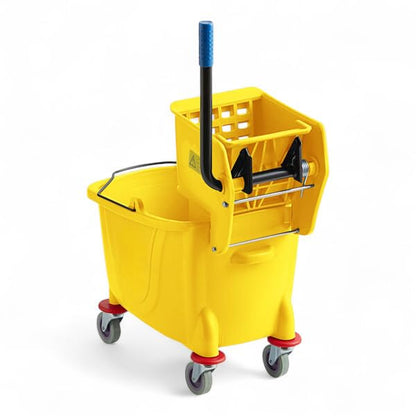 Yellow 35-Quart Commercial Mop Bucket with Side-Press Wringer – Heavy-Duty Cleaning System for Restaurants, Hotels, Schools, Offices, and Industrial Floor Maintenance - color: Yellow