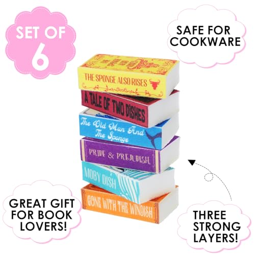 6 Pieces Book Kitchen Sponges Novels Sponges Fun Non-Scratch Scrub for Washing Dishes Pots Pans and Household Cleaning Supplies for Kitchen Dishes Furniture Gifts(Book,6 Pcs) - color: Book