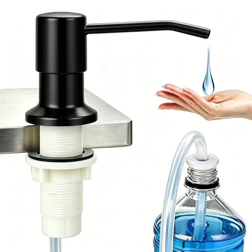 Soap Dispenser for Kitchen Sink, Built in Sink Soap Dispenser (Brushed Nickel), Countertop Soap Dispenser Pump with 47" Extension Tube kit, No Need to Fill Little Bottle Again (Gun Black) - color: Gun Black