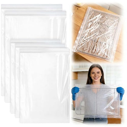 Oven Rack Cleaning Bags, Heavy Duty No Scrub Oven Rack Cleaning Bags, Reusable Leak-Resistant PE Bags for Deep Soaking Grill Grates, BBQ Racks, No Cleaner Included, 5 Pack (27.5''*19.6'') - size: 1 Count (Pack of 5)