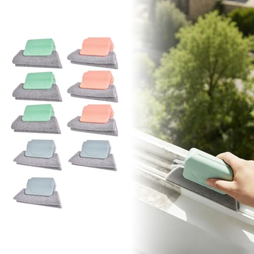 Magic Window Track Cleaner, Handheld Cleaning Brush Set for Window Slides Grooves, Tile Grout Lines, Shutter Slats, Car AC Vents & Narrow Gaps (9pcs) - color: 9pcs