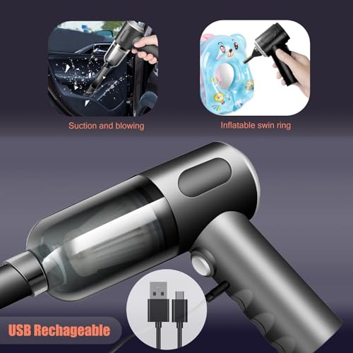 Mini Vacuum Cleaner for,2 in 1 Keyboard Vacuum Cleaner Wireless Handheld,Car Vacuum with Brushless Motor High Power 120W Rechargeable Easy to Clean Car Interior (Black)