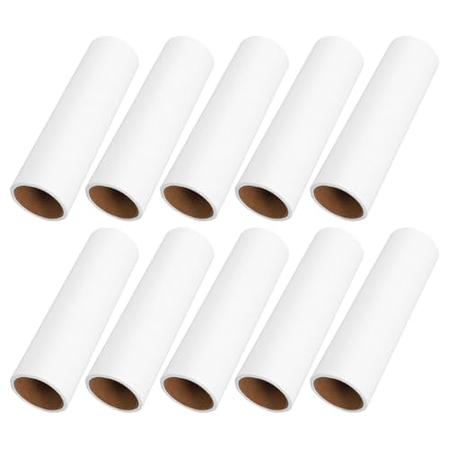 VALICLUD 38mm Inner Diameter Lint Roller Refills 10 Rolls White Sticky Adhesive Sheets for Pet Hair Remover Clothes Bedding Car Seat Cleaning