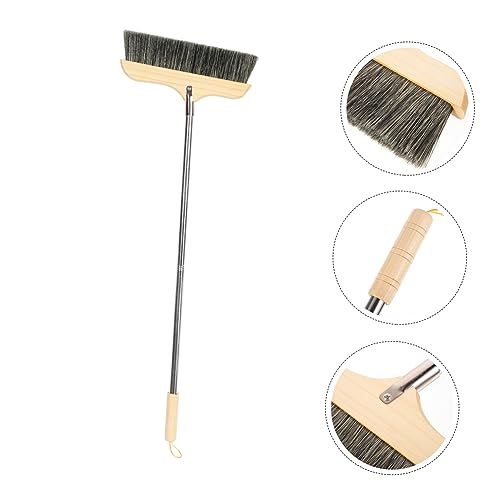 Hemobllo Long Handle Bristle Floor Broom with Wood and Construction Thick Soft Beveled Bristles for Indoor Outdoor Sweeping Easy Dust Collection for Home Kitchen Office Cleaning