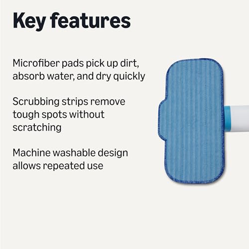 Amazon Basics Washable Steam Mop Replacement Pads for All Hard Floors, 4-Pack - style: Replacement Pad