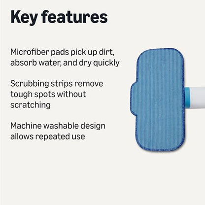 Amazon Basics Washable Steam Mop Replacement Pads for All Hard Floors, 4-Pack - style: Replacement Pad