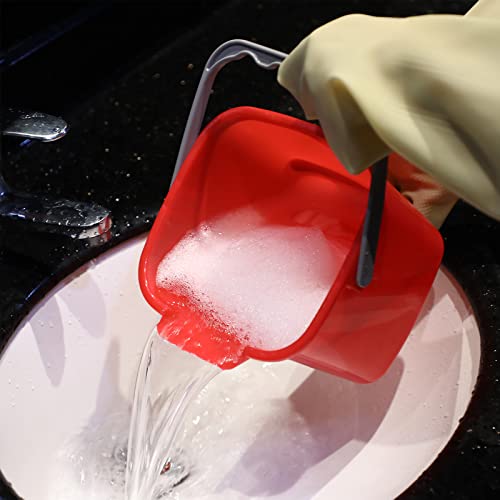 Roshtia 6 Pcs 3 Quart Cleaning Bucket Small Sanitizing Square Bucket Detergent Pail for Home Commercial Restaurant Kitchen Office School(Green, Red) - color: Green, Red