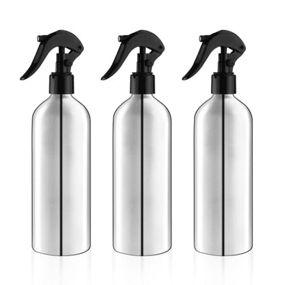 3 Pack Aluminum Spray Bottles with Adjustable Nozzle 500ml/17oz Silver Metal Fine Mist Atomizer Refillable Sprayer for Hairdressing Watering Plants Cleaning Cooking