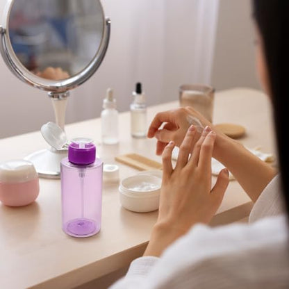 10oz Purple Push Down Pump Dispenser Empty Refillerble Bottle with Flip Top Cap - for Nail Polish, Travel, Cosmetics Packaging - color: Purple, size: 10 Ounce - 1 Bottle