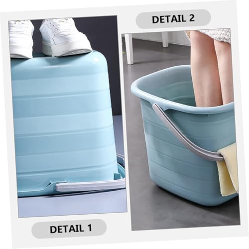 SOLUSTRE Rectangular Plastic Water Bucket with Handle 11l, Portable Household Storage and Mop Bucket for Cleaning, Blue Multifunctional Water Holder for Laundry and Bathing