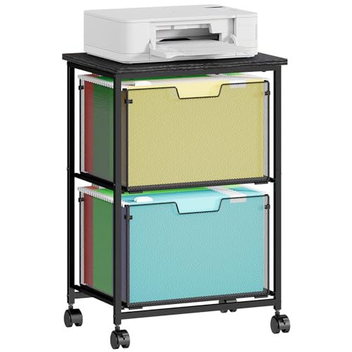 Sbanmao Letter/Legal Rolling File Cart with 2 Storage Drawers, Under Desk Storage, Vertical Filing Cabinet for Home Office, Hanging File Folders Organizer, Mobile Utility Cart Printer Stand, Black - color: Black, size: 2 Drawers