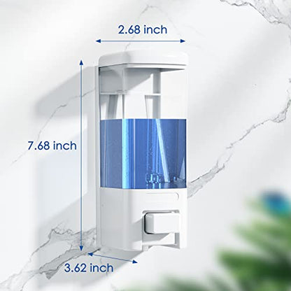 Manual Soap Dispenser, 17oz/500ml Wall Mount Soap Pump, Large Capacity Kitchen Bathroom Hand Soap Dispenser, Commercial Refillable Shampoo Shower Gel Lotion Dispenser, White - color: White 500ml