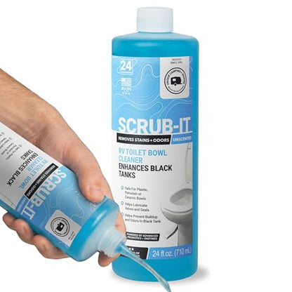 Unique Scrub-It RV Toilet Bowl Cleaner Liquid – RV Toilet Cleaner for Rimless RV Toilets, Squirt Top, Removes Stains & Odors (24 oz) Amazon Exclusive Packaging - size: 24 Fl Oz (Pack of 1)