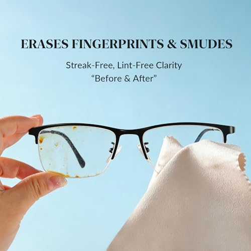 6 Pack Microfiber Cleaning Cloth for Glasses - Ultra Soft Lens Cleaning Cloth for Eyeglasses, Sunglasses, Camera Lenses, Screens, iPhone, iPad - Lint-Free & Scratch-Free