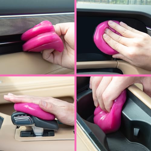 ASFSKY Reusable Cleaning Gel for Car Interior, Keyboard & Home – 5 Pack (90g Each), Sticky Dust & Crumb Remover, No Water Needed, Long-Lasting Dry Cleaner (Rose Red) - color: Rose red 5 pack