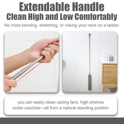 Retractable Dust Gap Cleaner, 53/98IN Retractable Gap Dust Cleaning, Extendable Microfiber Flat Duster with Bendable & Removable Head, Washable for Cleaning Under Furniture (Light Blue, 1.35m) - color: Light Blue, size: 1.35m