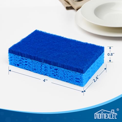 HOMEXCEL Sponges Kitchen 24pcs, Non-Scratch Scrub Dish Sponge Safe on Non-Stick Cookware, Dual Sided Cleaning Sponges for Kitchen, Household, Bathroom and More - color: Blue-rectangle