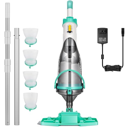 VIVOHOME Handheld Pool Vacuum 1110 GPH Suction Cordless Pool Cleaner 40W Powerful Motor Long-Run 60min Battery, Adjustable 9.12FT Pole for Above Ground & In-Ground Pools, Spas - Green - color: Green, size: 18.5 GPM