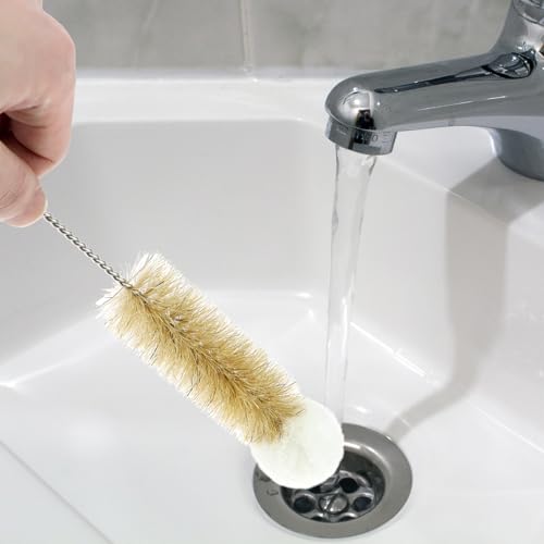 QWORK Bottle Brushes with Thin Long Handle, 4 Pack Skinny Wire Cleaner for Bottles, Straws, Flasks