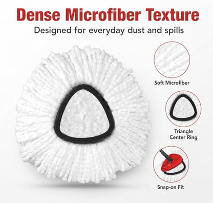 6 Pack Microfiber Spin Mop Replacement Heads Compatible with O-Cedar Triangle Spin Mop, Washable Reusable Mop Refills, Highly Absorbent Replacement Mop Heads for Hardwood, Vinyl & Laminate Floors