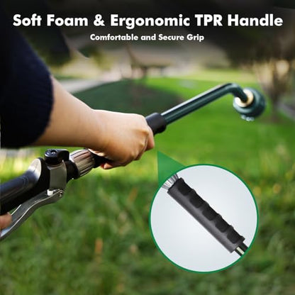 RESTMO Long Watering Wand, 24 Inches Gentle Soft Full Shower Sprayer Wand with Flow Control, Heavy Duty Metal Hose Wand for Hanging Baskets, Shrubs, Plants, Flowers, Garden and Lawn, Green - color: Olive Green