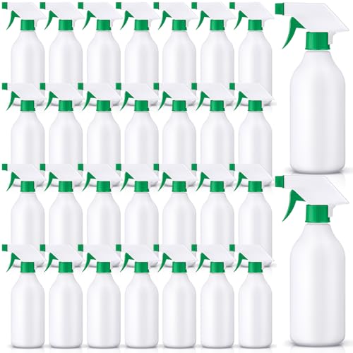 Tanlade 30 Pcs Plastic Spray Bottles 16 oz Leak Proof Squirt Bottle Refillable Empty Spray Water Mist Sprayer with Nozzles for Hair Essential Oil Cleaning Solutions Plants Pets(Green) - color: Green