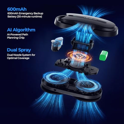 Tosima X1 Window Cleaning Robot, 6400Pa Intelligent Variable Suction, Dual Auto-Spray Smart Window Cleaner with Smart Navigation, Remote Control and Triple Safety, Anti-Drop, for All Smooth Surfaces