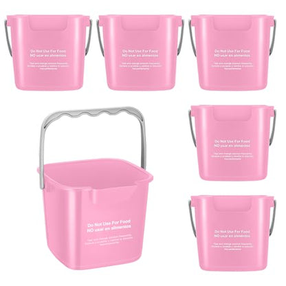 Roshtia 6 Pcs 3 Quart Cleaning Bucket Small Sanitizing Square Bucket Detergent Pail for Home Commercial Restaurant Kitchen Office School (Pink) - color: Pink