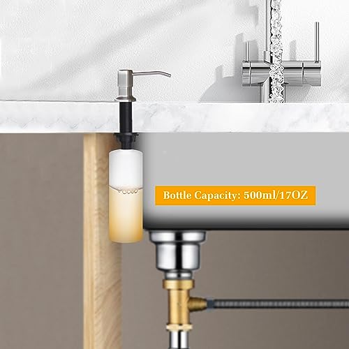 Soap Dispenser for Kitchen Sink, Built in Sink Soap Dispenser Lotion Dispenser with 17 OZ Bottle, Refill from The Top Bar Sink Soap Dispenser, Brushed Nickel (2 Pack) - color: Brushed Nickel-2pack, size: Comes with 17 OZ Bottle