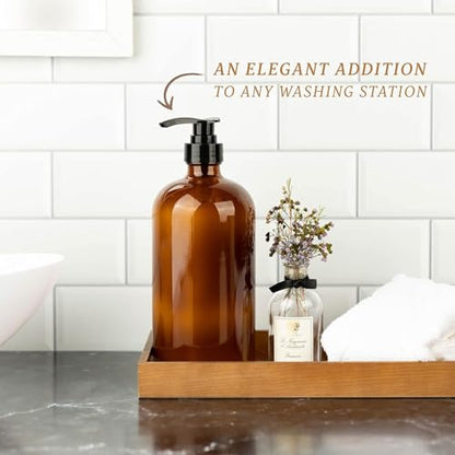 32 Ounce Glass Large Soap Dispenser - Refillable Shampoo and Conditioner Bottle with Pump for Shower and Bath - 1 Liter Shower Bottle- by Kitchentoolz - color: Amber, size: Pack of 1