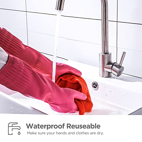 Dishwashing gloves 2 Pairs for kitchen,Rubber cleaning gloves,Long dish gloves reuseable. - color: Pink, size: Large (Pack of 2)