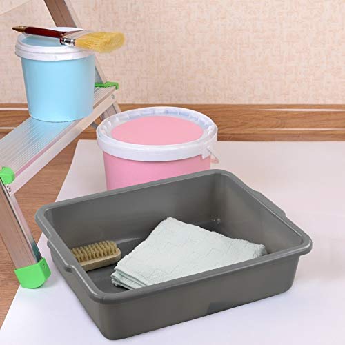4 Packs 8 Liter Grey Commercial Bus Tub Box Tote Dishpan - color: Grey, size: 8 L