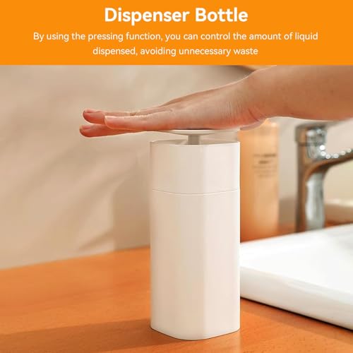 Pump Dispenser Bottle, Top Push Down Squeeze Liquid and Hand Soap Dispenser Refillable Dishwashing Bottles for Kitchen and Bathroom (White) - color: White