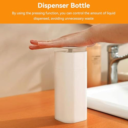 Pump Dispenser Bottle, Top Push Down Squeeze Liquid and Hand Soap Dispenser Refillable Dishwashing Bottles for Kitchen and Bathroom (White) - color: White