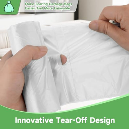 Compostable 5-Gallon Garbage Bags Unscented - Heihaily Small Clear White Trash Bag Bulk 5 Rolls 100 Count Biodegradable Disposable Wastebasket Liners Strong Durable for Kitchen Bathroom Outdoor - style: Bio-5gal-White100