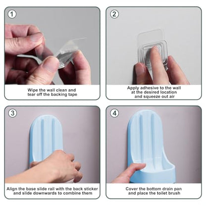 Silicone Toilet Brush and Holder Set, Golf Head Design, Flexible Toilet Bowl Brush Head with Silicone, Long Handle, Wall Mounted with Removable Anti-Leakage Base, Bathroom Deep Cleaning(Blue) - color: Blue