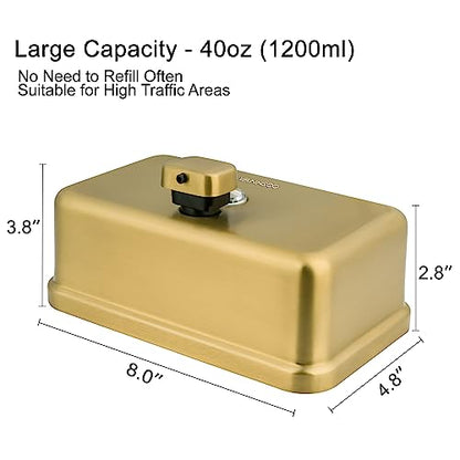 Wall Mounted Hand Soap Dispenser Bathroom, 1200ml 40oz Commercial Stainless Steel Liquid Soap Dispenser Wall Mount (Horizontal Gold) - color: Horizontal Gold