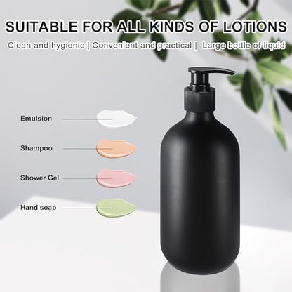 2Pcs Black Soap Dispenser, 16oz Plastic Dish & Hand Soap Dispenser for Kitchen, Empty Liquid & Lotion Dispenser Set for Bathroom Accessories - color: Black Pump