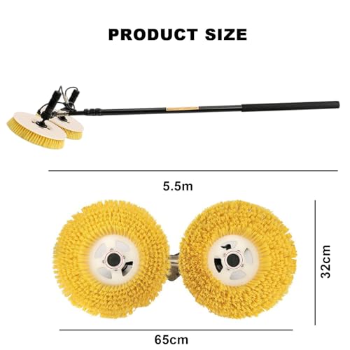 Solar Cleaning Brush,Telescopic Pole with Water Connection,with 5pcs Gloves,Low Water Consumption,for Cleaning Large Windows/High Walls/Signs/Roofs/Outdoor LED Screens 5.5m - color: 5.5m