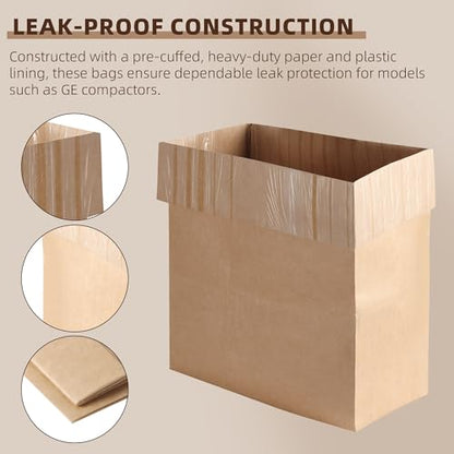 (20-Pack) Calvana Super Strong Compactor Bags, Heavy-Duty Kitchen Paper Trash Bags with Leak Proof Plastic Liner, Reinforced Bottom, Fits GE Model Compactors with Rectangular Containers - style: (20 Pack) Trash Bags
