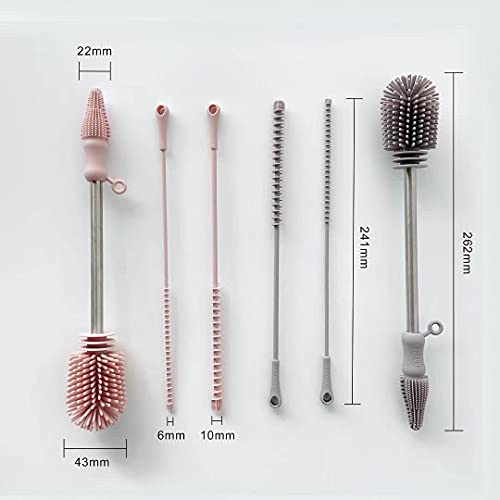 Haakaa Silicone Cleaning Brush Kit – Household Cleaning Brushes for Bottles and Crevices – Food-Grade Silicone: Dishwasher Safe (Kit-Lime) - color: Kit-lime