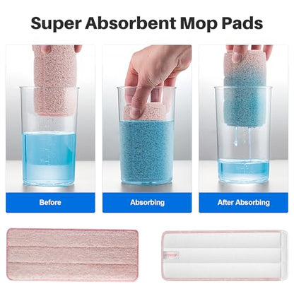 JOYMOOP Microfiber Replacement Pads for 13" Flat Mop System, Reusable Mop Refills, 4-Pack, Stripe and Pink - color: 4 Pcs - 2 Stripe + 2 Pink, size: 13.0 × 4.9 Inch