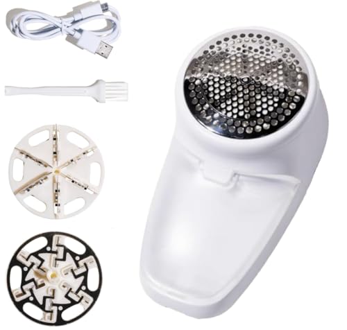 Nori Trim Fabric Shaver - Lint Remover for Clothes & Furniture Couch Pilling - Sweater Pill Remover - Clothes Shaver with 6 Precision Blades - Wireless and Rechargeable - White - color: White