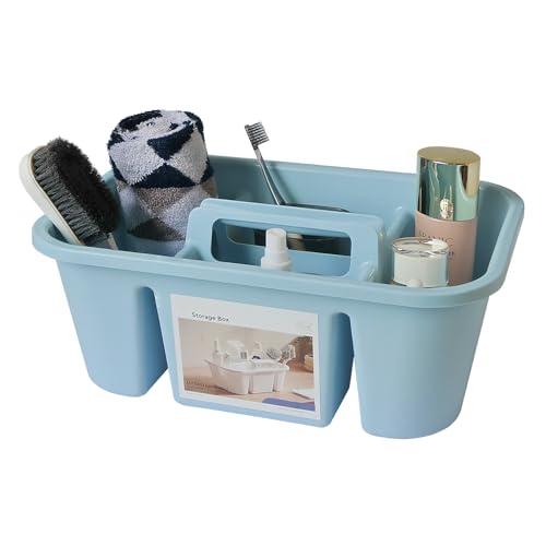 Portable Shower Caddy Basket with Compartments, Plastic Divided Cleaning Supplies Organizer with Handle, Multi-Purpose Organizer for Bathroom, Dorm, Garden, Tool, Under Sink (Blue, 1 Pack) - color: Blue