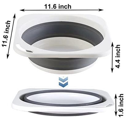 2 Pack Collapsible Plastic Wash Basin 5L (1.4 Gallon), Kitchen Dishpan, Floding Small Bathtub, Space Saving Plastic Wash Bin for Dorm Camping Supplies Fishing Travel and Home (Grey 2 pcs) - color: Grey 2 Pcs
